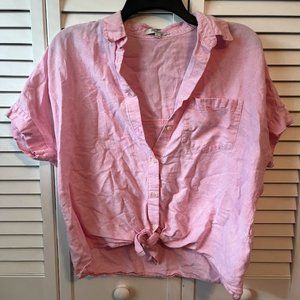 Madewell / Pink Tie Front Button Down / Size S